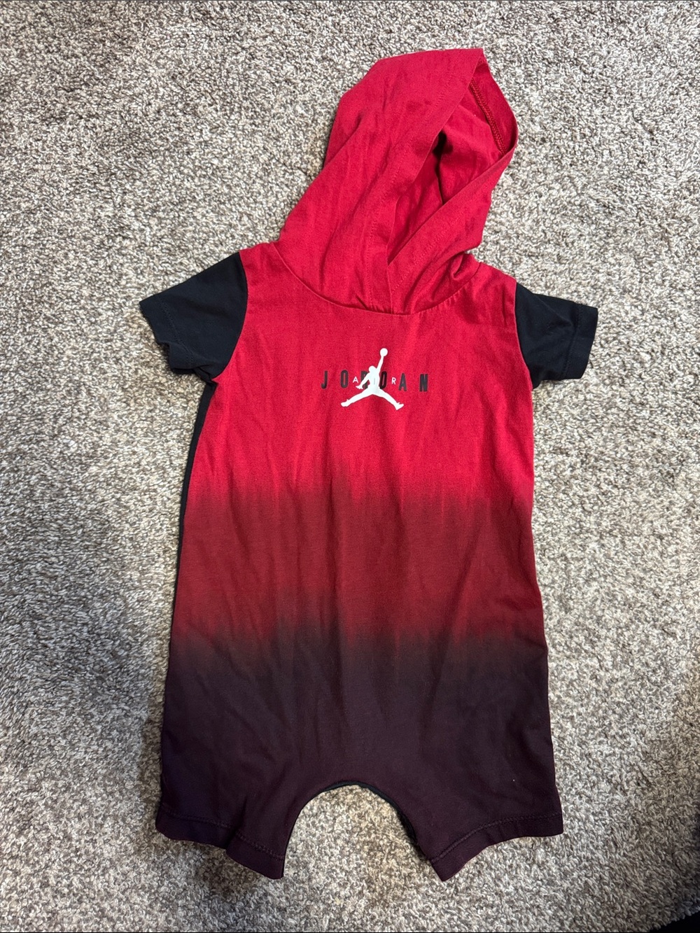 Jordan Red and Black Hooded Baby Romper Boys 18months Nike